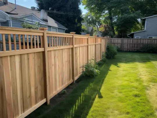 Backyard with timber fence